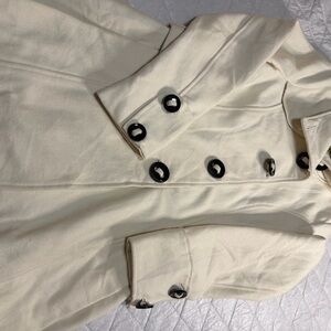 Steve Madden Cream Trench Coat with Black Buttons